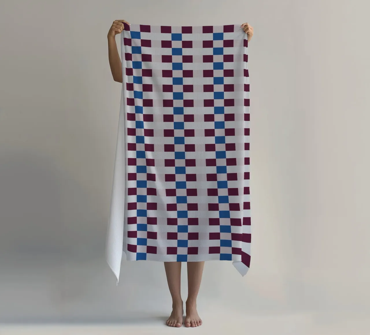 Gingham checker seamless pattern beach towel by Little Dean