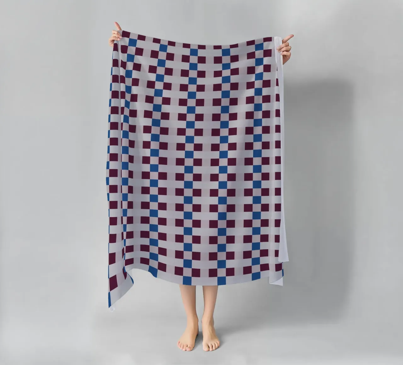 Gingham checker seamless pattern beach towel by Little Dean