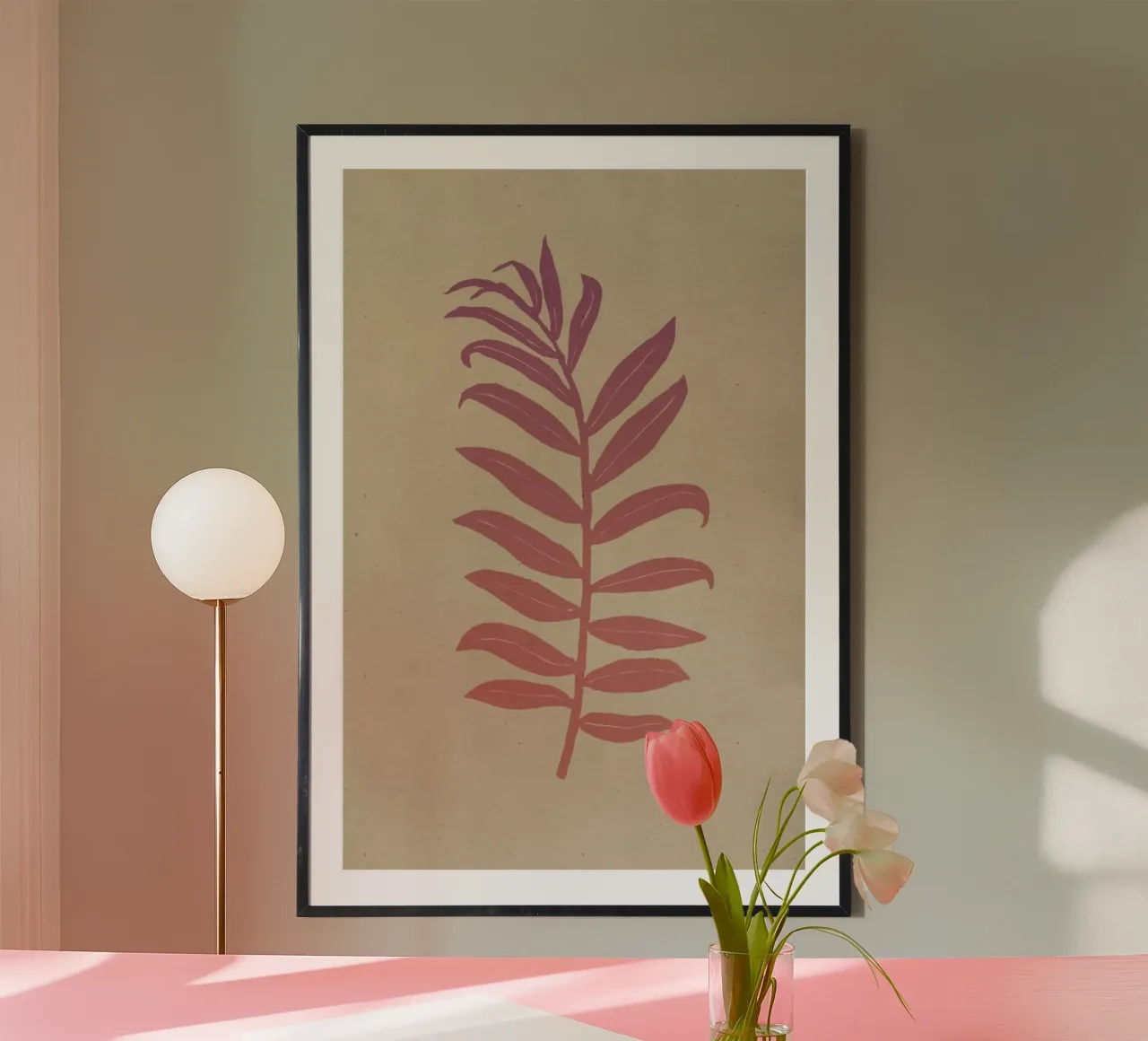 Areca Palmata Pinktide poster con telaio in plastica da Elena Veronese