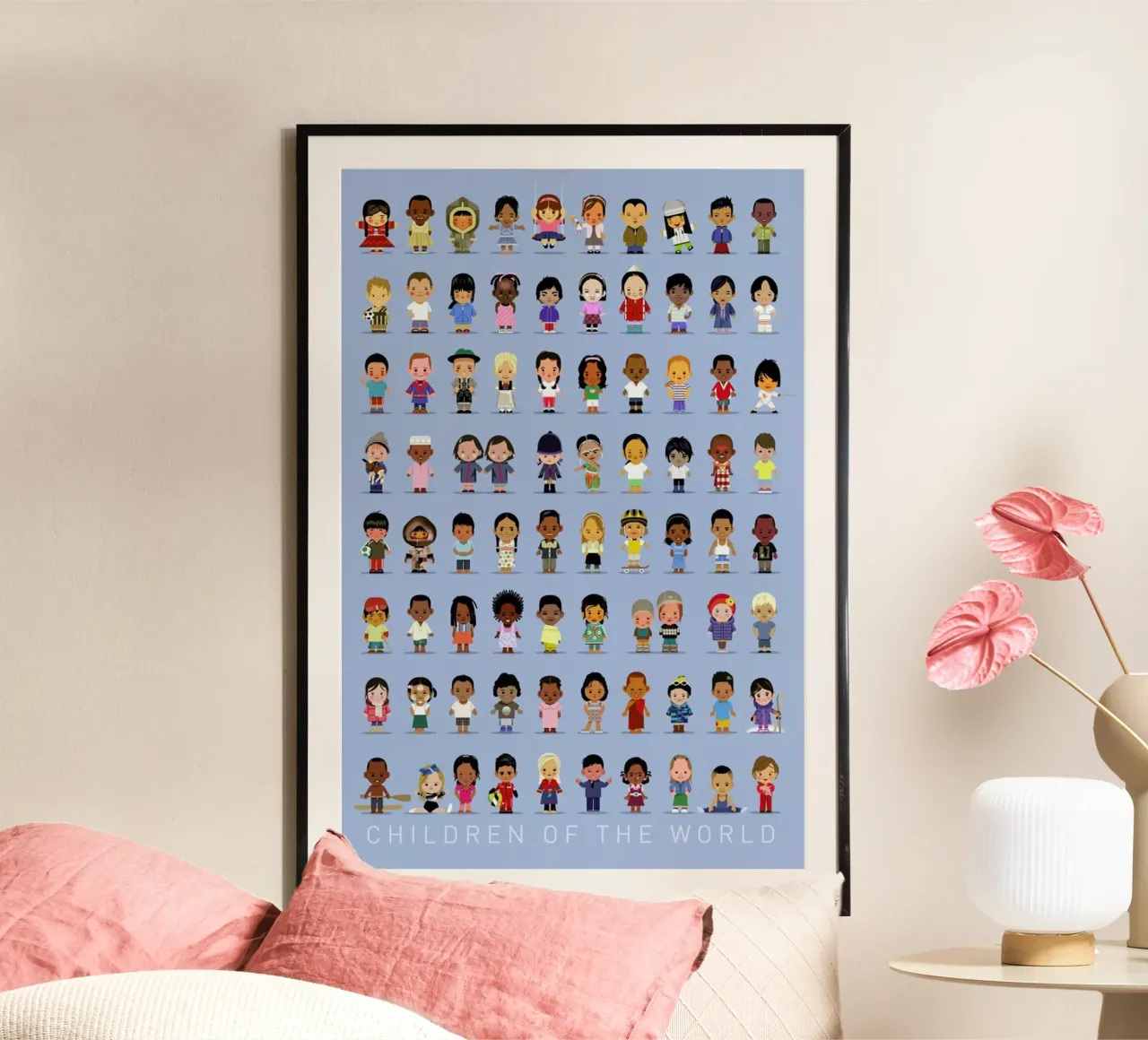 Children Of the World poster avec cadre en aluminium de Dieter Braun