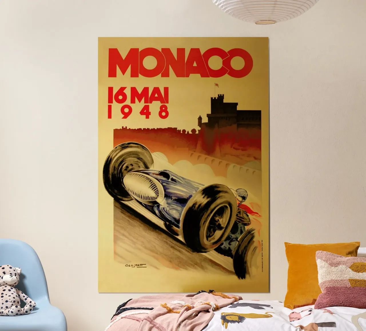 Vintage Monaco 16 May 1948 poster con telaio in plastica da Gallery Print and Art Limited