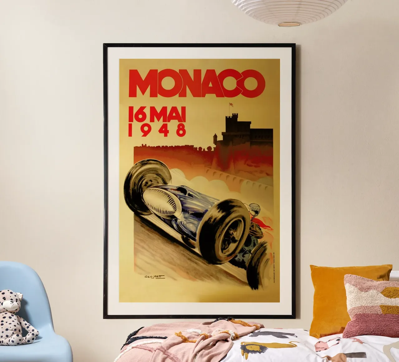 Vintage Monaco 16 May 1948 poster con telaio in plastica da Gallery Print and Art Limited