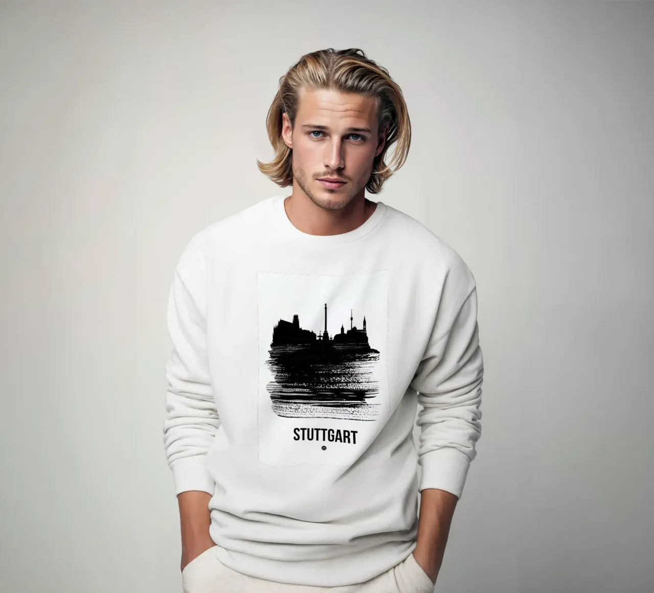 Stuttgart Skyline Brush Stroke felpa da Naxart