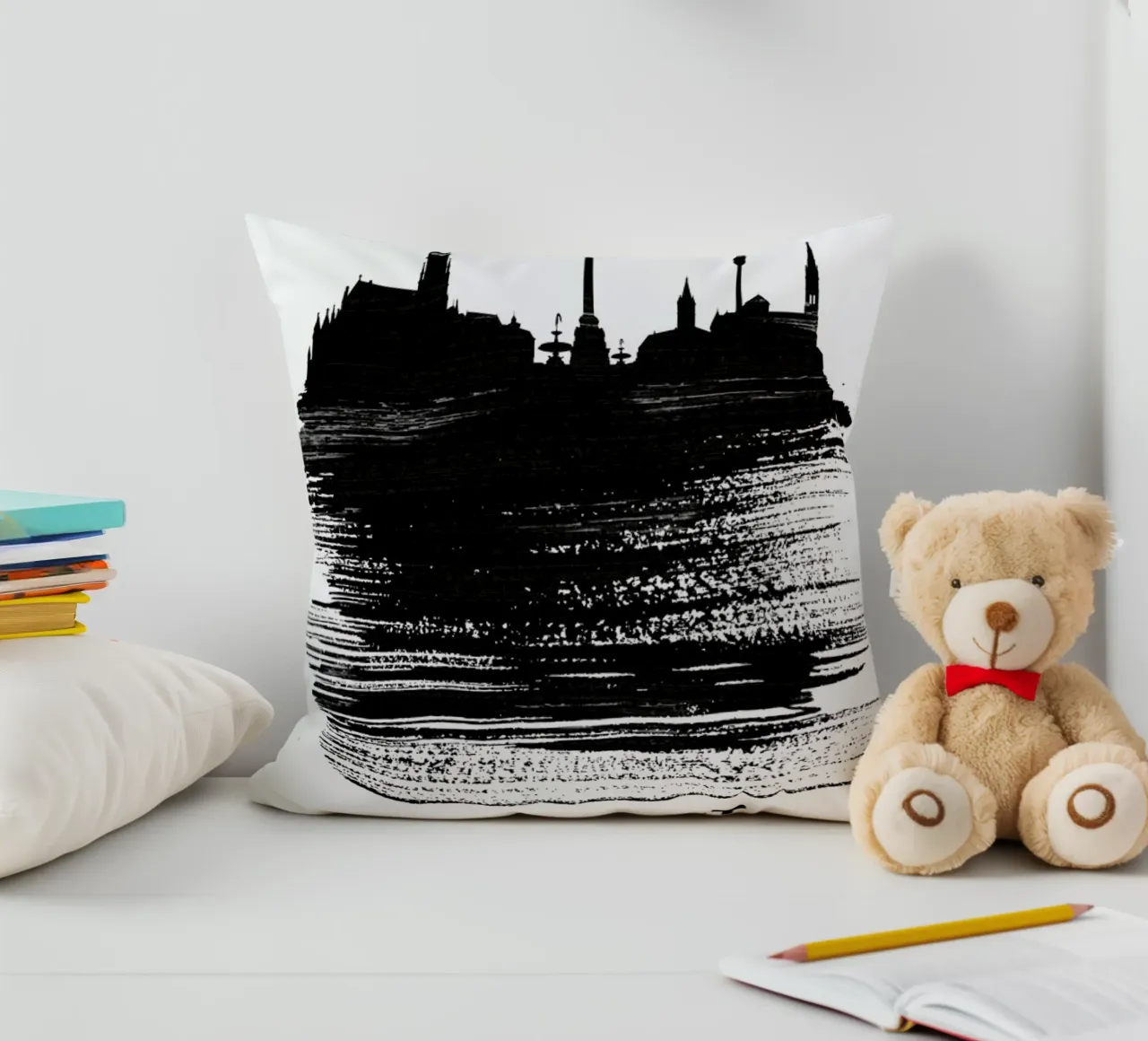 Stuttgart Skyline Brush Stroke cuscino da Naxart