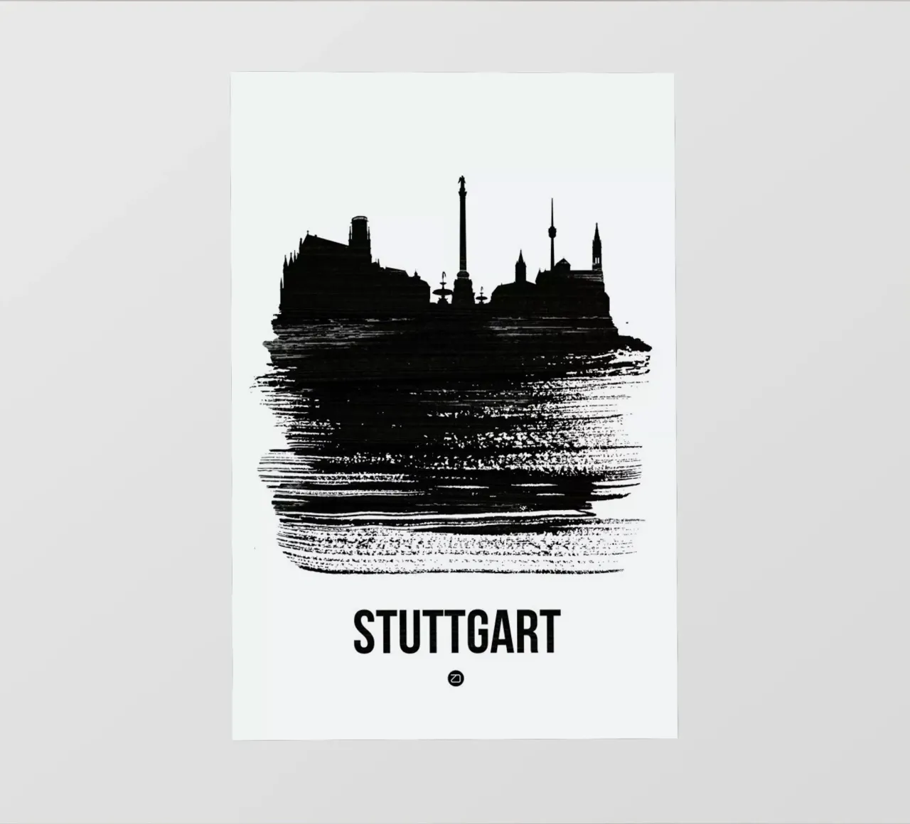 Stuttgart Skyline Brush Stroke pellicola backlit da Naxart