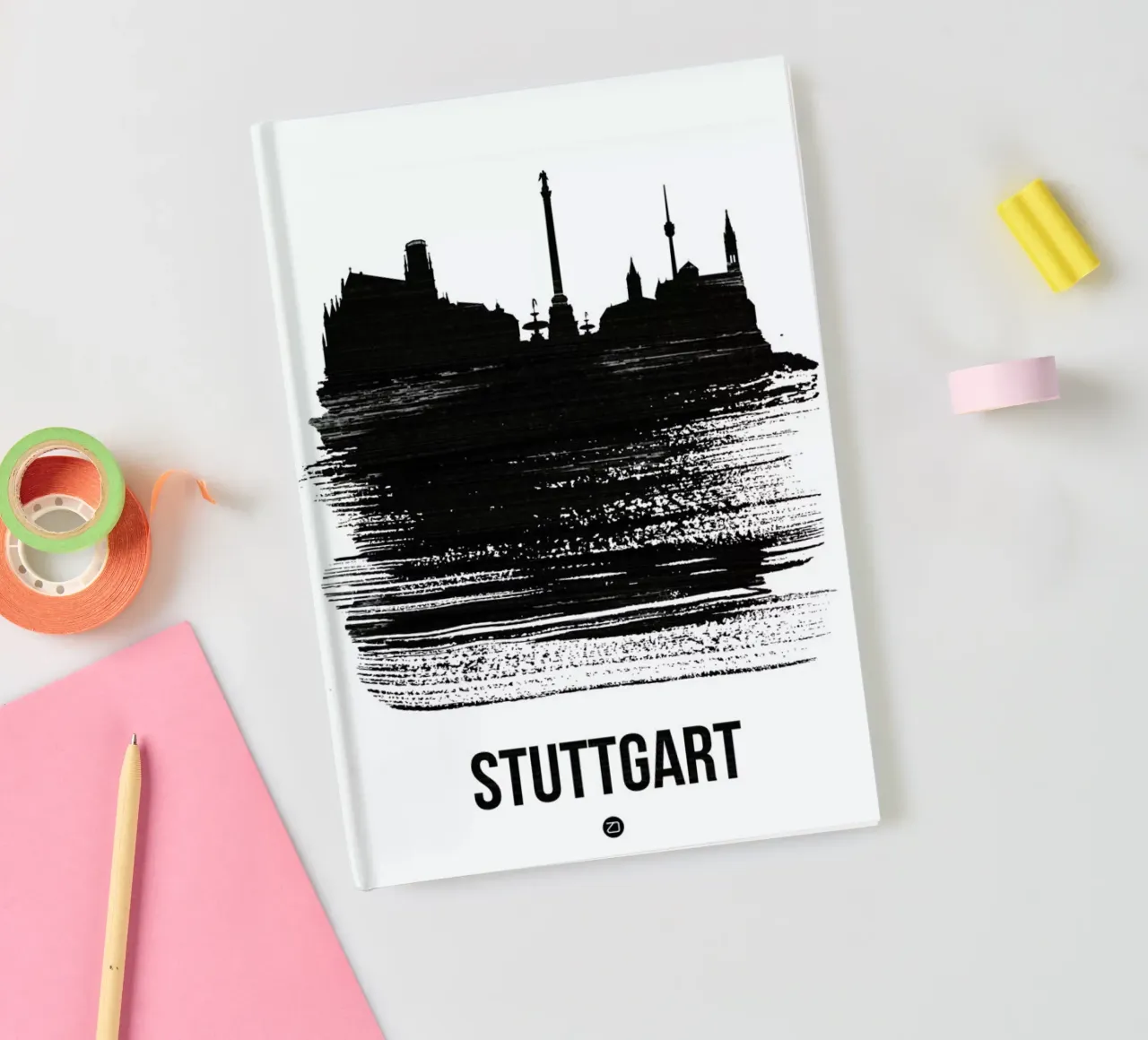 Stuttgart Skyline Brush Stroke notebook by Naxart