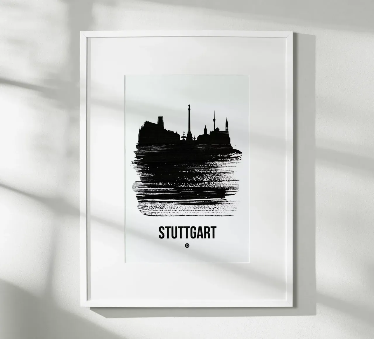 Stuttgart Skyline Brush Stroke carta hahnemühle da Naxart