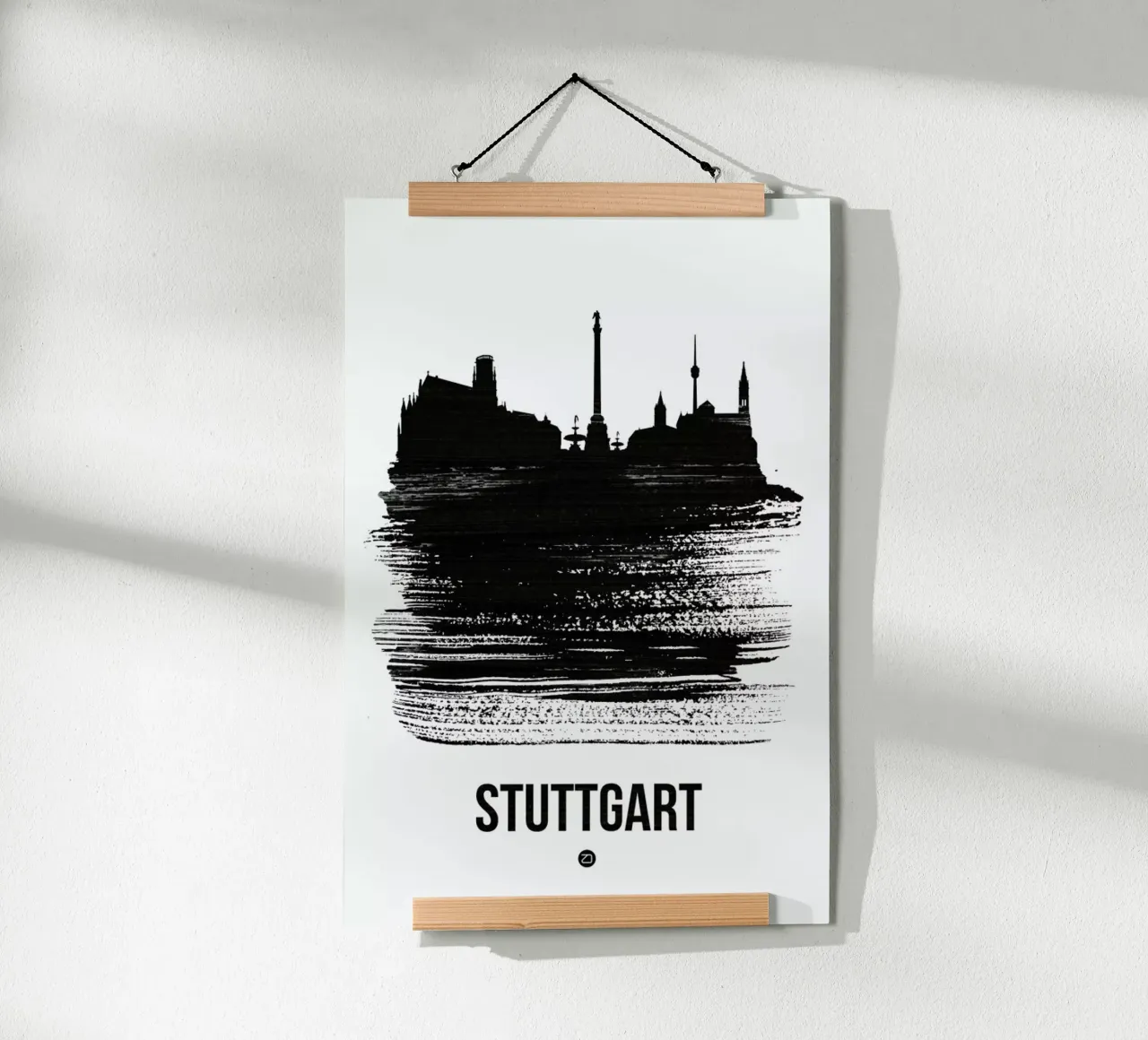 Stuttgart Skyline Brush Stroke carta hahnemühle da Naxart