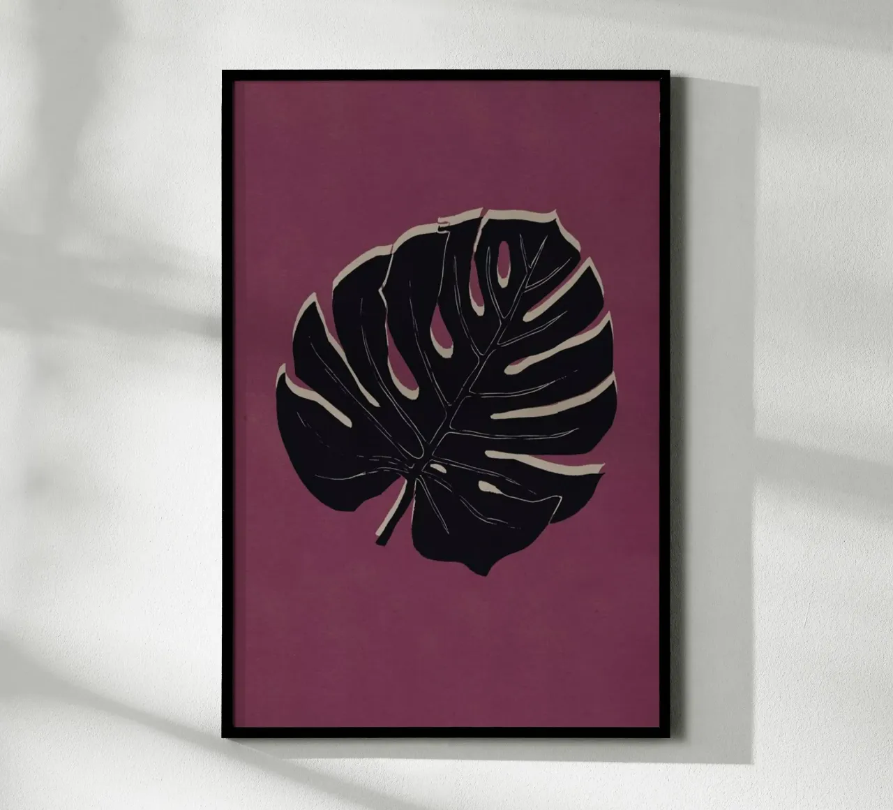Monstera Brickandnight poster con telaio in legno da Elena Veronese