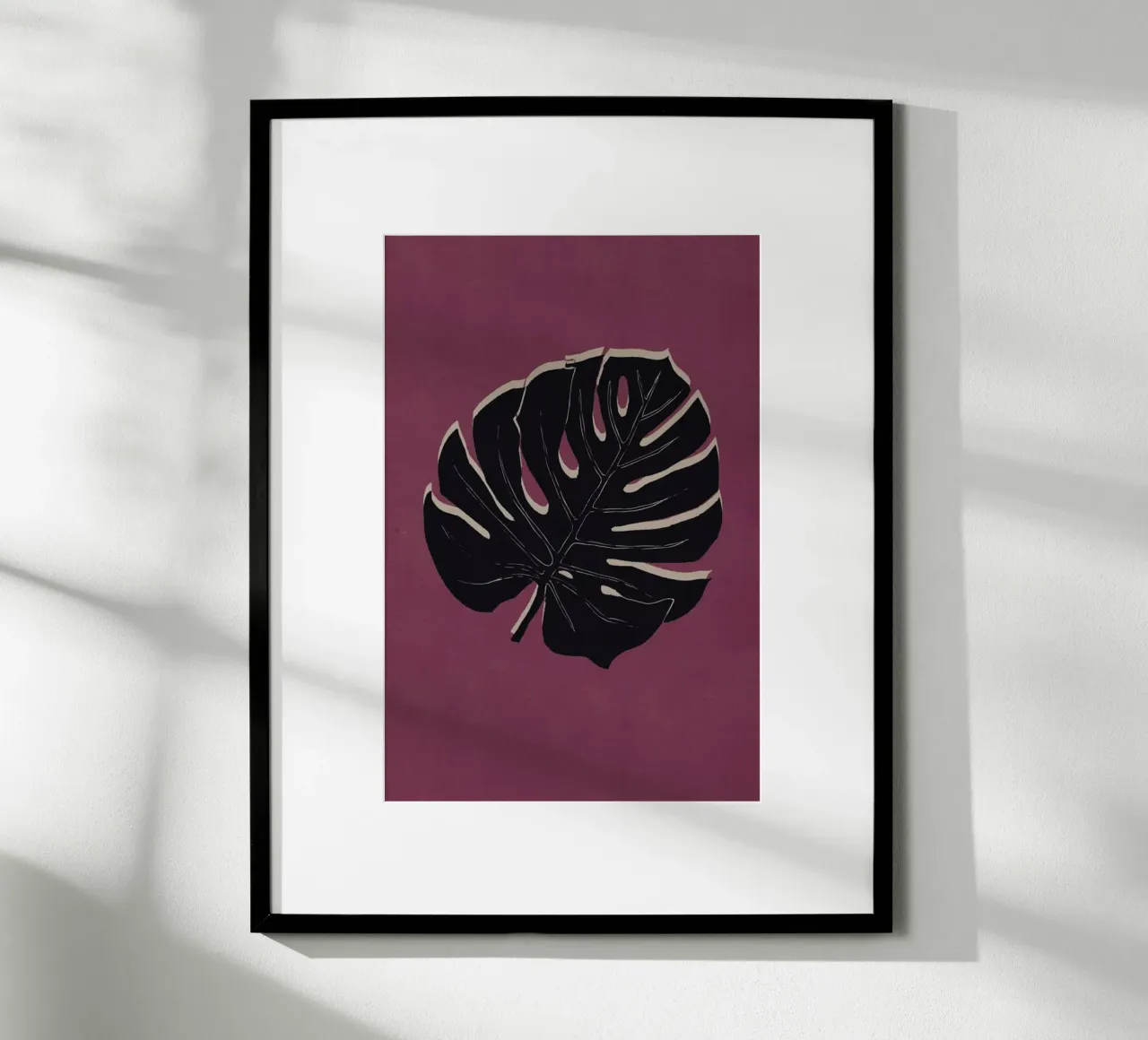 Monstera Brickandnight poster con telaio in legno da Elena Veronese