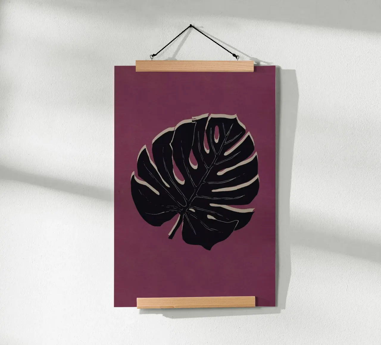 Monstera Brickandnight poster con telaio in legno da Elena Veronese