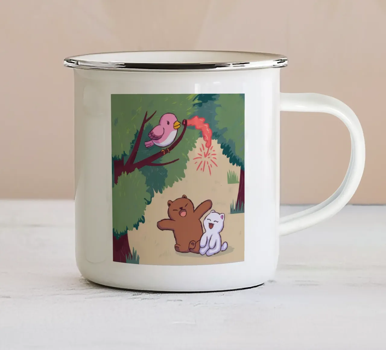 Trio stravagante del bosco tazza in smalto da Timeless Huse