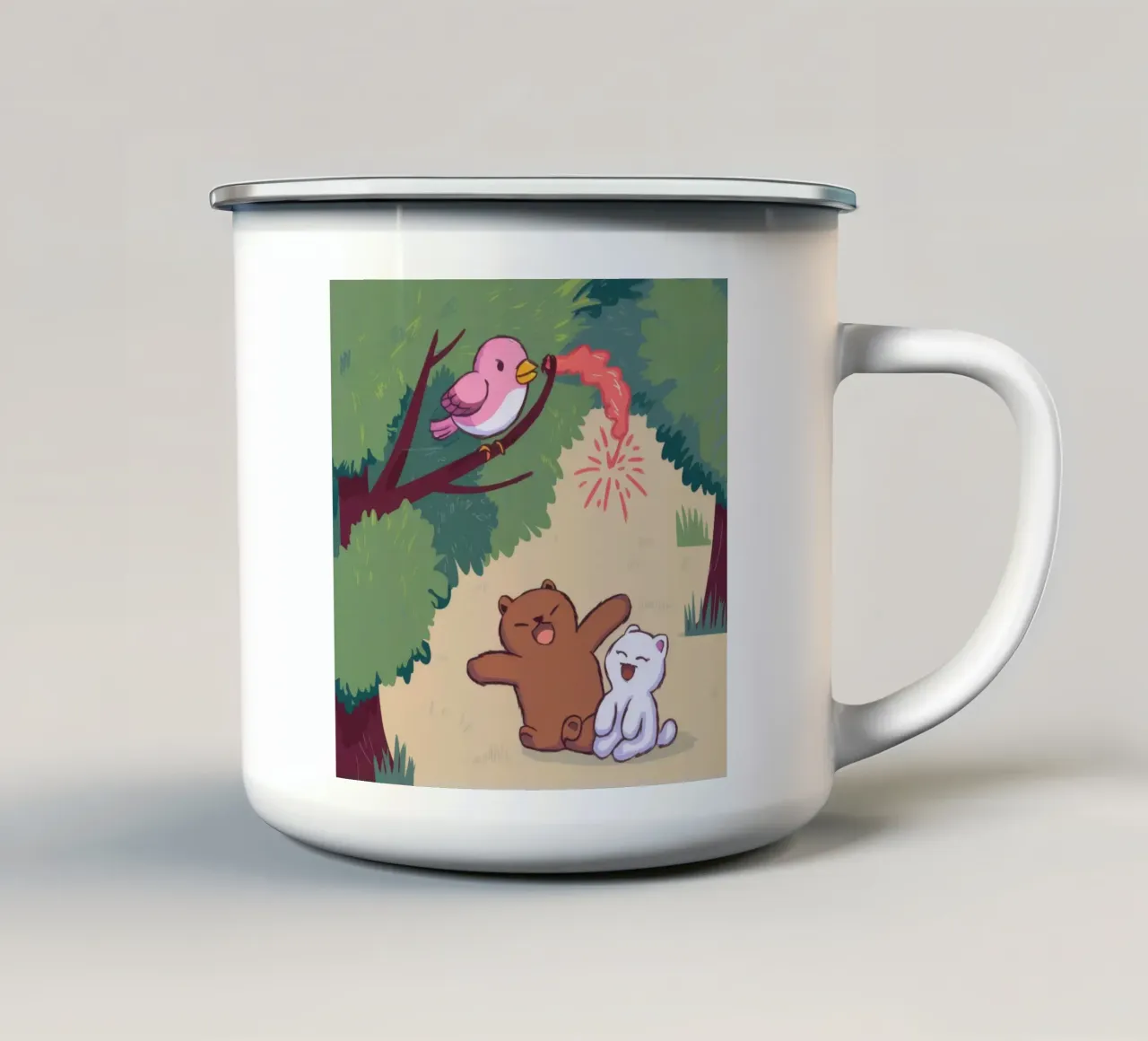Trio stravagante del bosco tazza in smalto da Timeless Huse