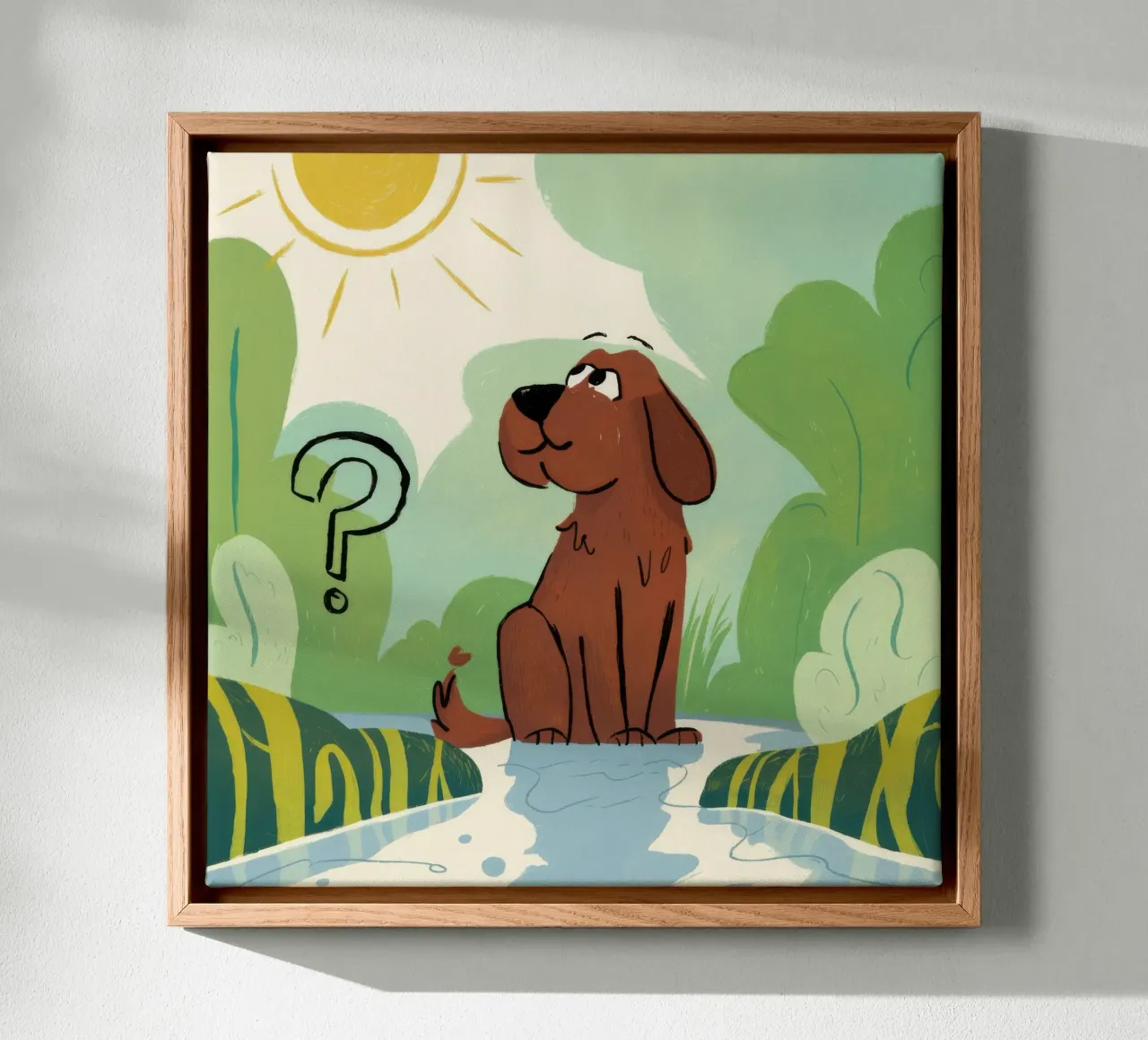 Puzzled Meadow Wanderer canvas with Floater frame by Timeless Huse
