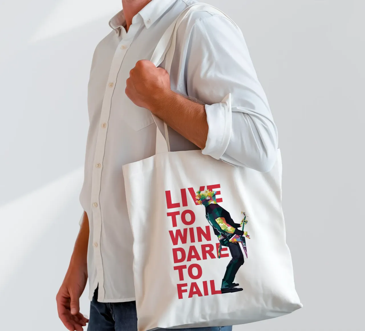 Vivere per vincere, osare per fallire. borsa in juta da Alkahfsmart