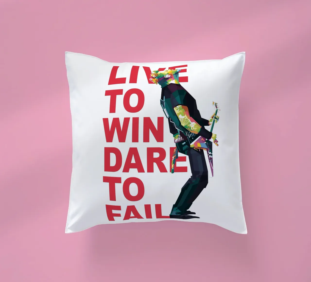 Live to win dare to fail. decorative cushion by Alkahfsmart