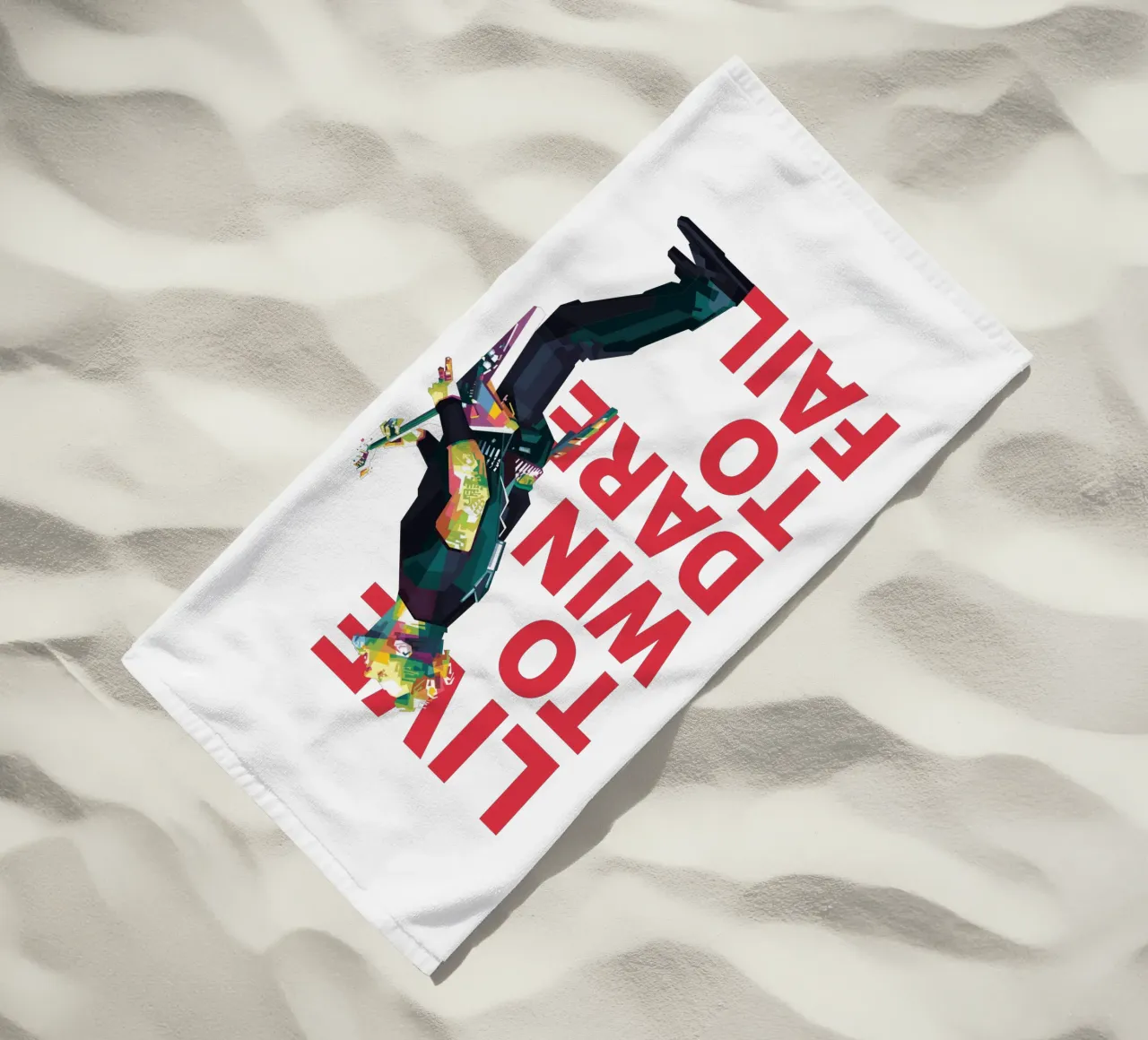 Vivere per vincere, osare per fallire. telo mare da Alkahfsmart