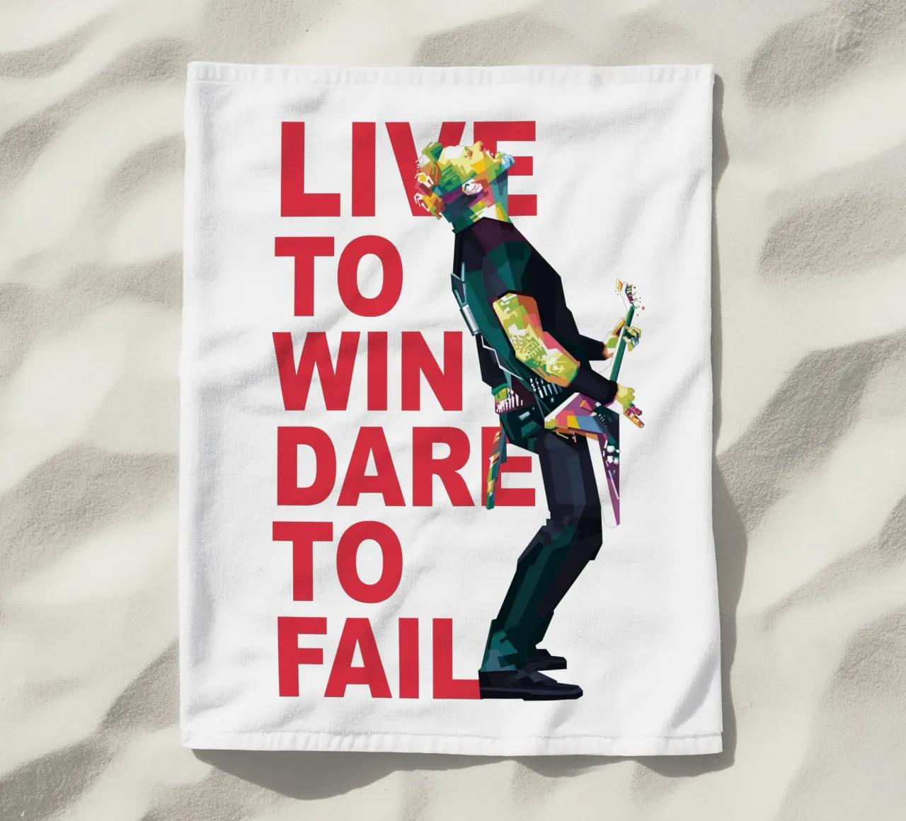 Vivere per vincere, osare per fallire. telo mare da Alkahfsmart