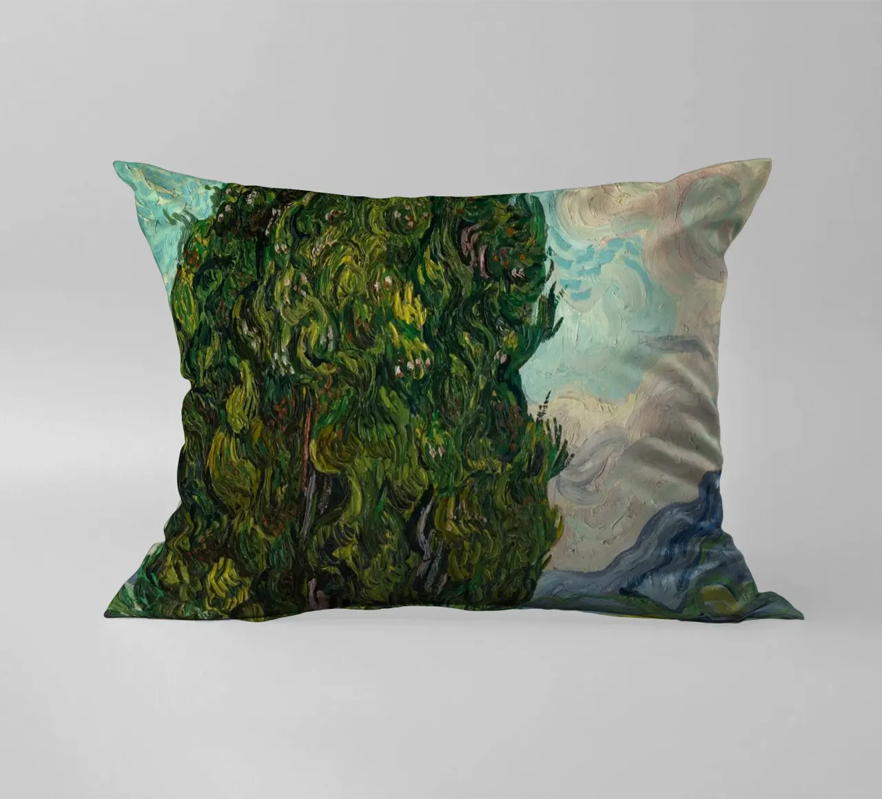 Vincent Van Gogh - Cypresses decorative cushion by Timeless Artworks