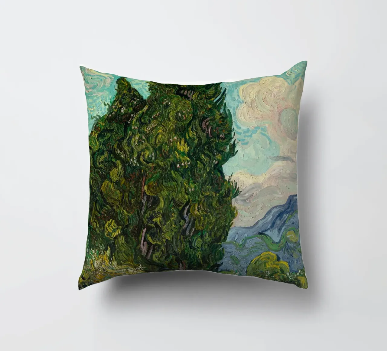 Vincent Van Gogh - Cypresses decorative cushion by Timeless Artworks