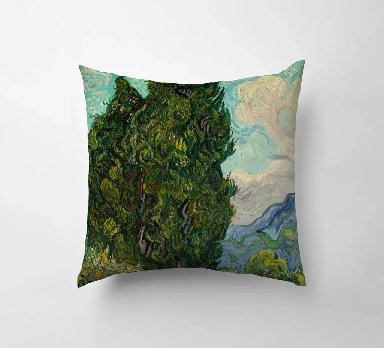 Vincent Van Gogh - Cypresses decorative cushion by Timeless Artworks