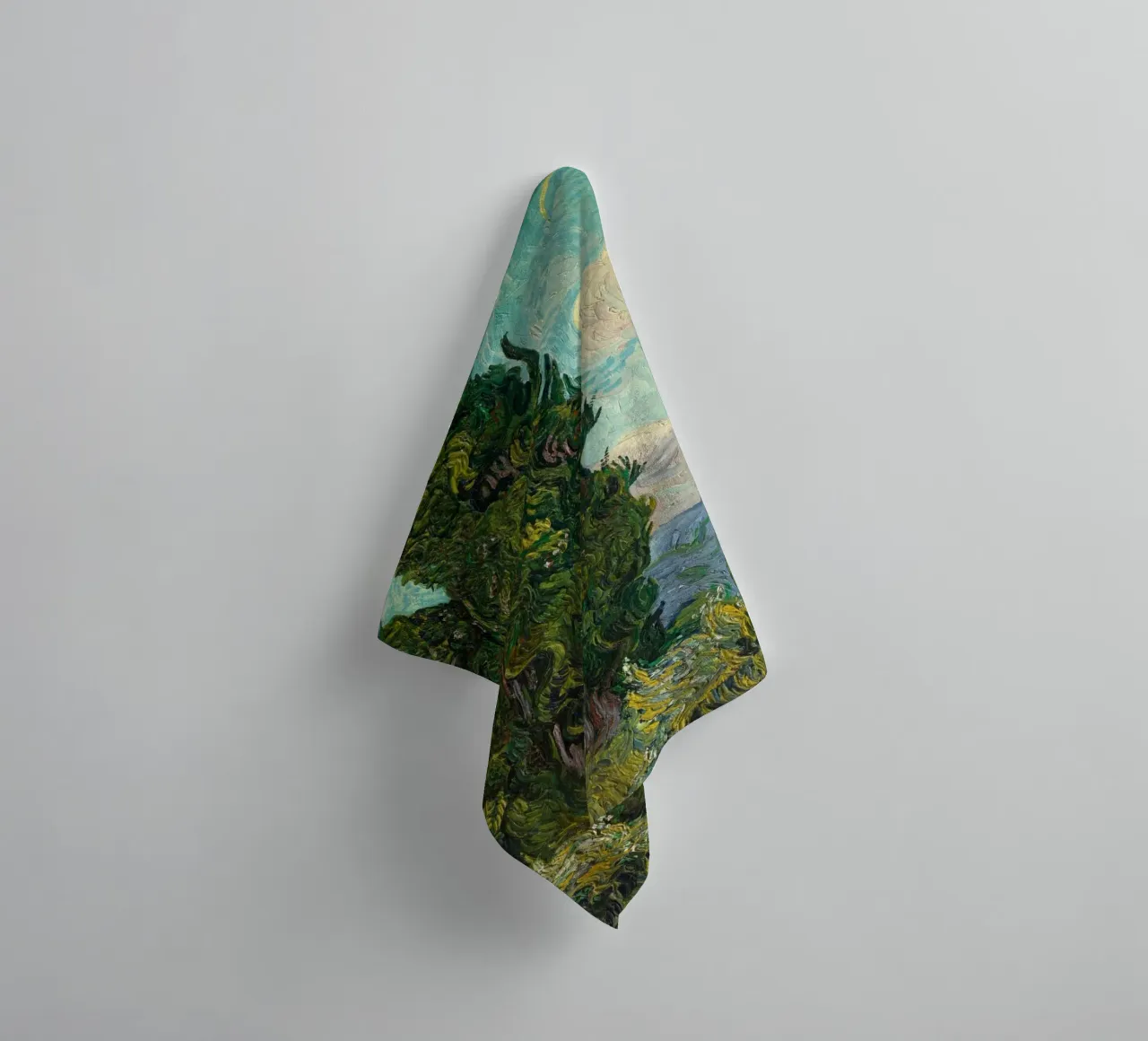 Vincent Van Gogh - Cypresses towel by Timeless Artworks