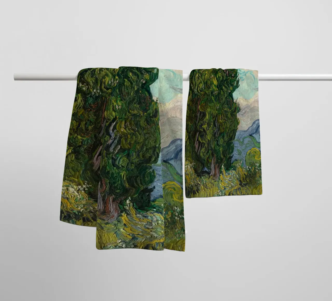 Vincent Van Gogh - Cypresses towel by Timeless Artworks