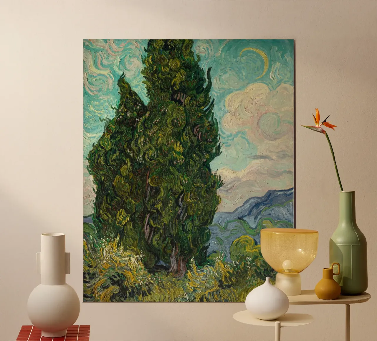 Vincent Van Gogh - Cipressi poster con telaio in legno da Timeless Artworks