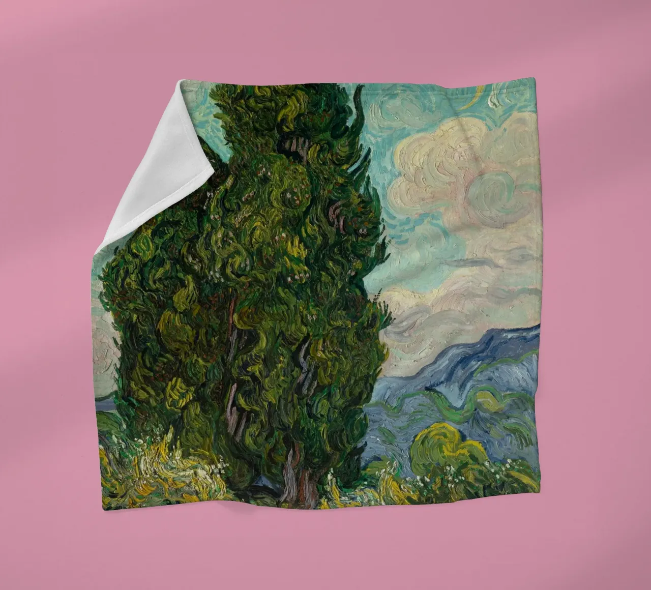 Vincent Van Gogh - Cypresses fleece blanket by Timeless Artworks