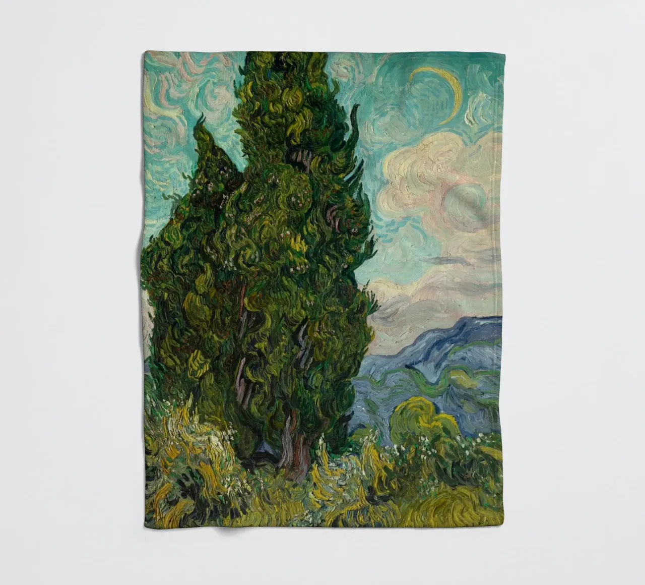 Vincent Van Gogh - Cypresses fleece blanket by Timeless Artworks