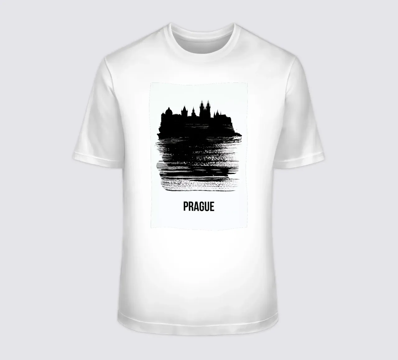 Prague Skyline Brush Stroke t-shirt by Naxart