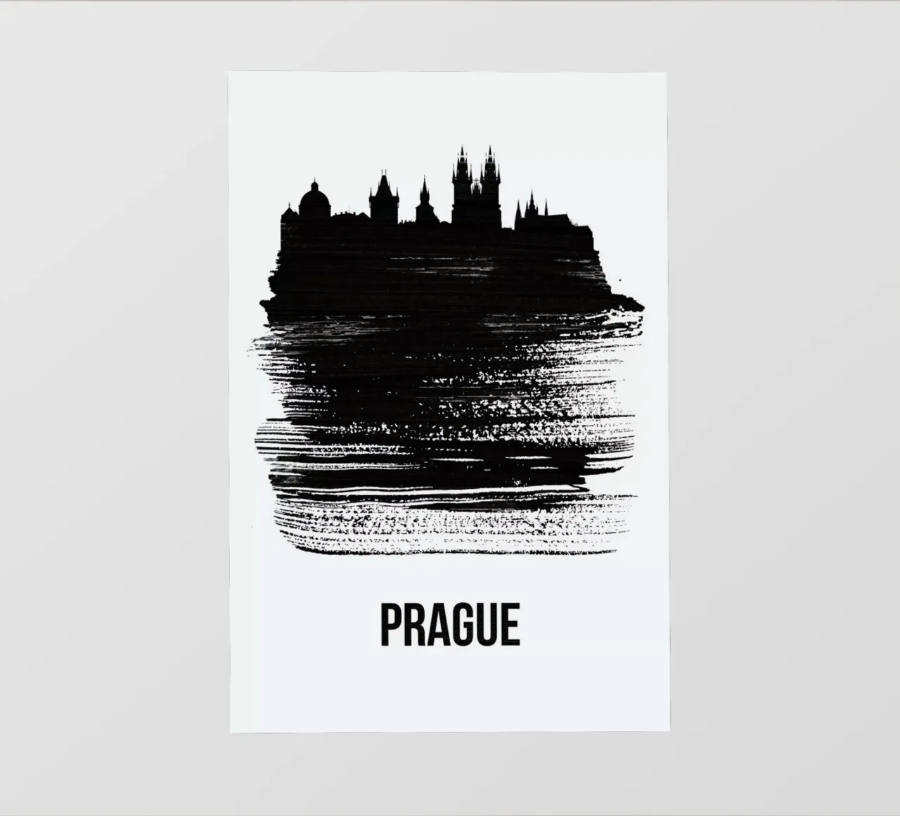 Prague Skyline Brush Stroke pvc cover by Naxart