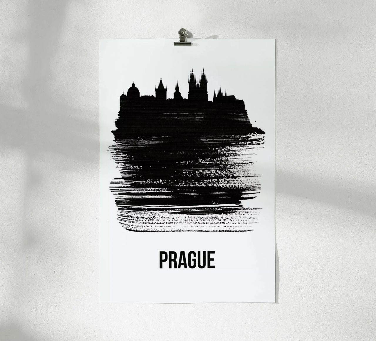 Prague Skyline Brush Stroke poster de Naxart
