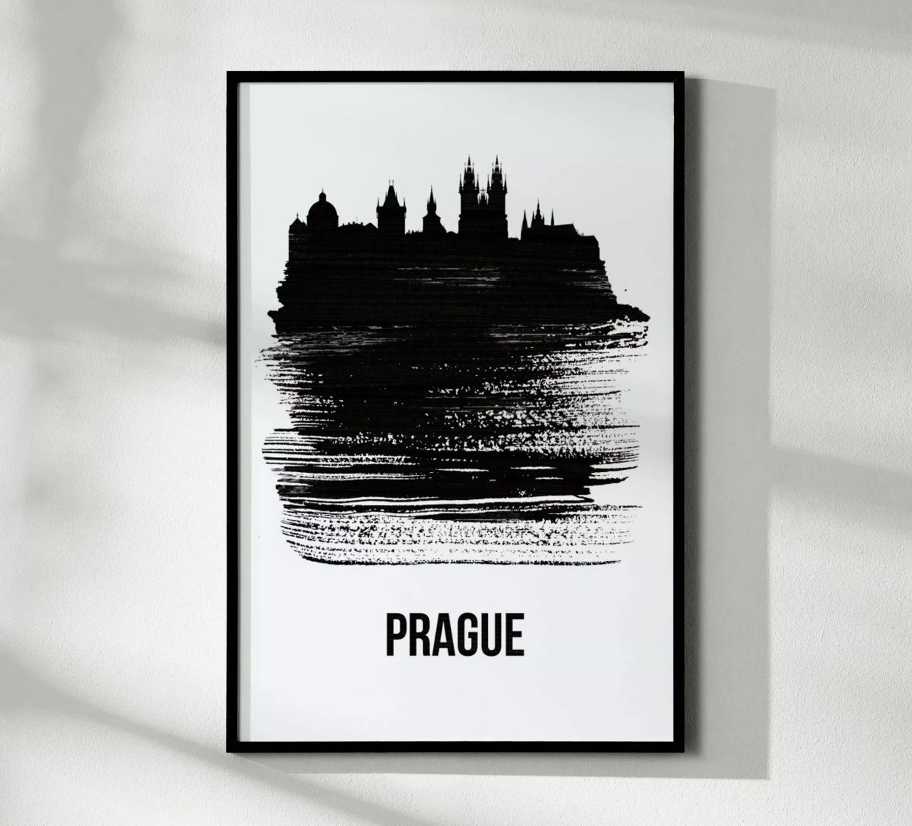 Prague Skyline Brush Stroke poster de Naxart