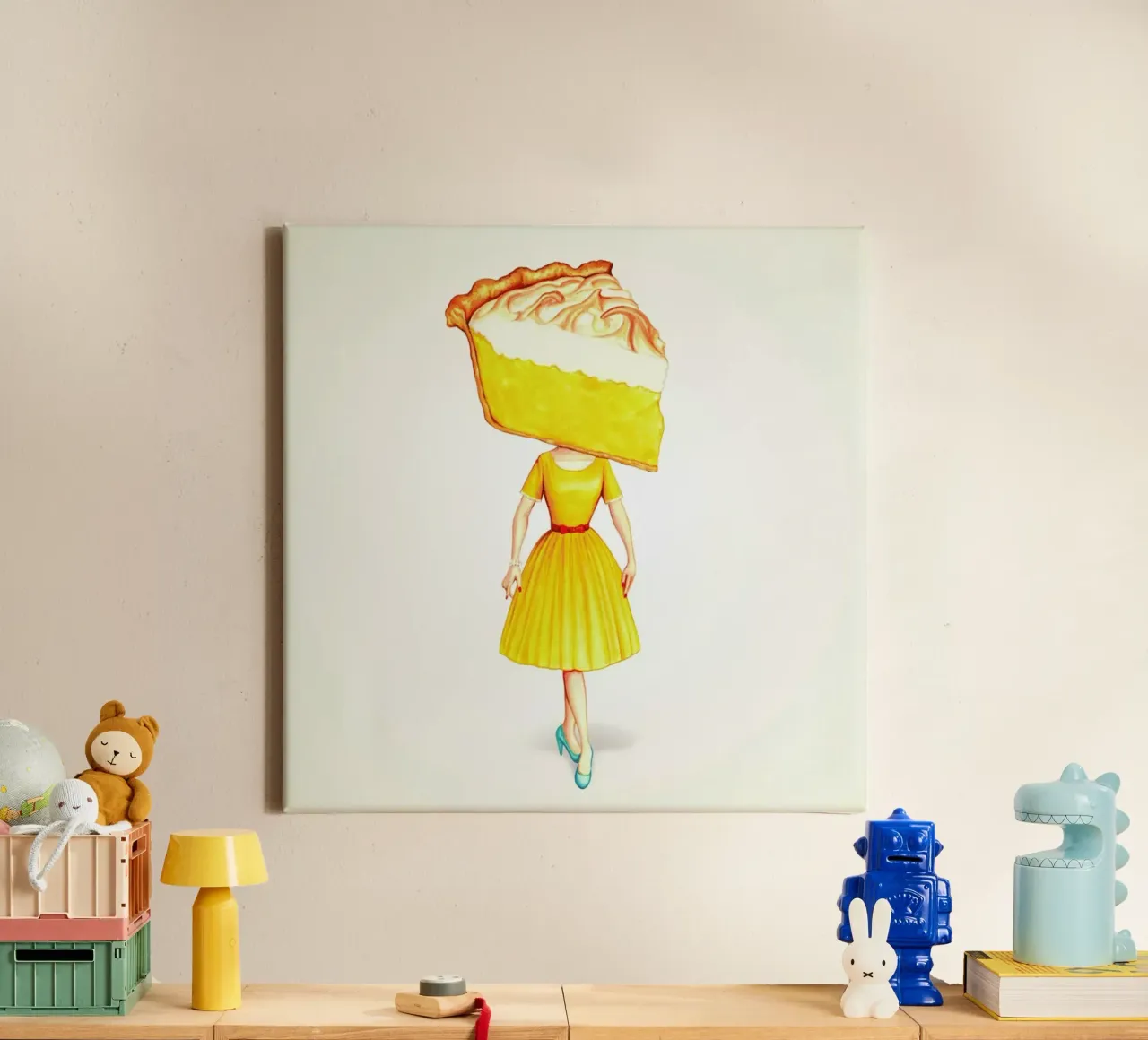 Cake Heads Lemon tela con Cornice a cassetta da Kelly Gilleran