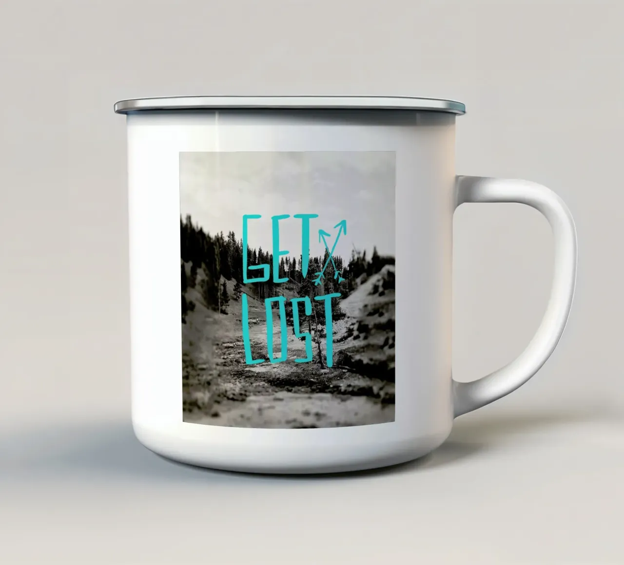 Get Lost - Teal tazza in smalto da Leah Flores