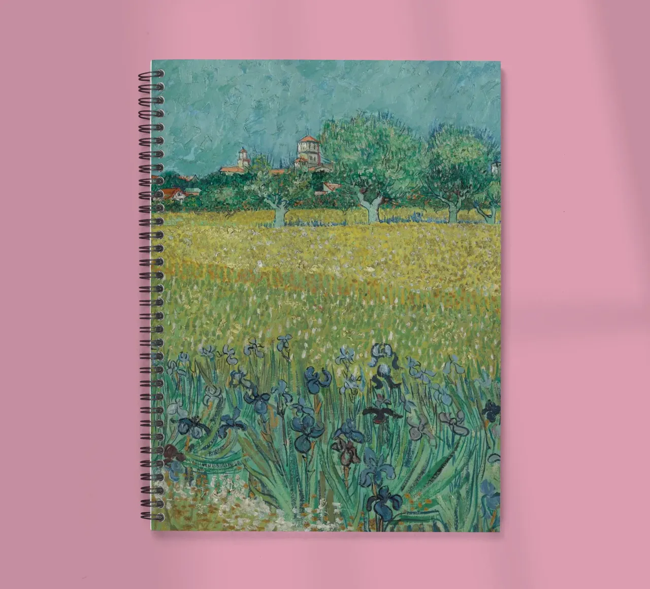Vincent Van Gogh - Field with Irises near Arles spiral notebook by Timeless Artworks