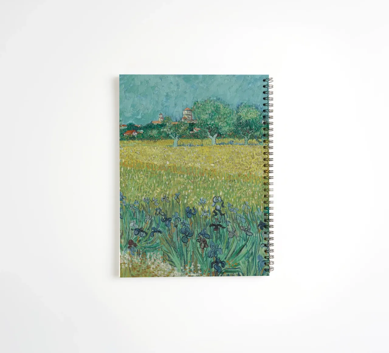 Vincent Van Gogh - Field with Irises near Arles spiral notebook by Timeless Artworks