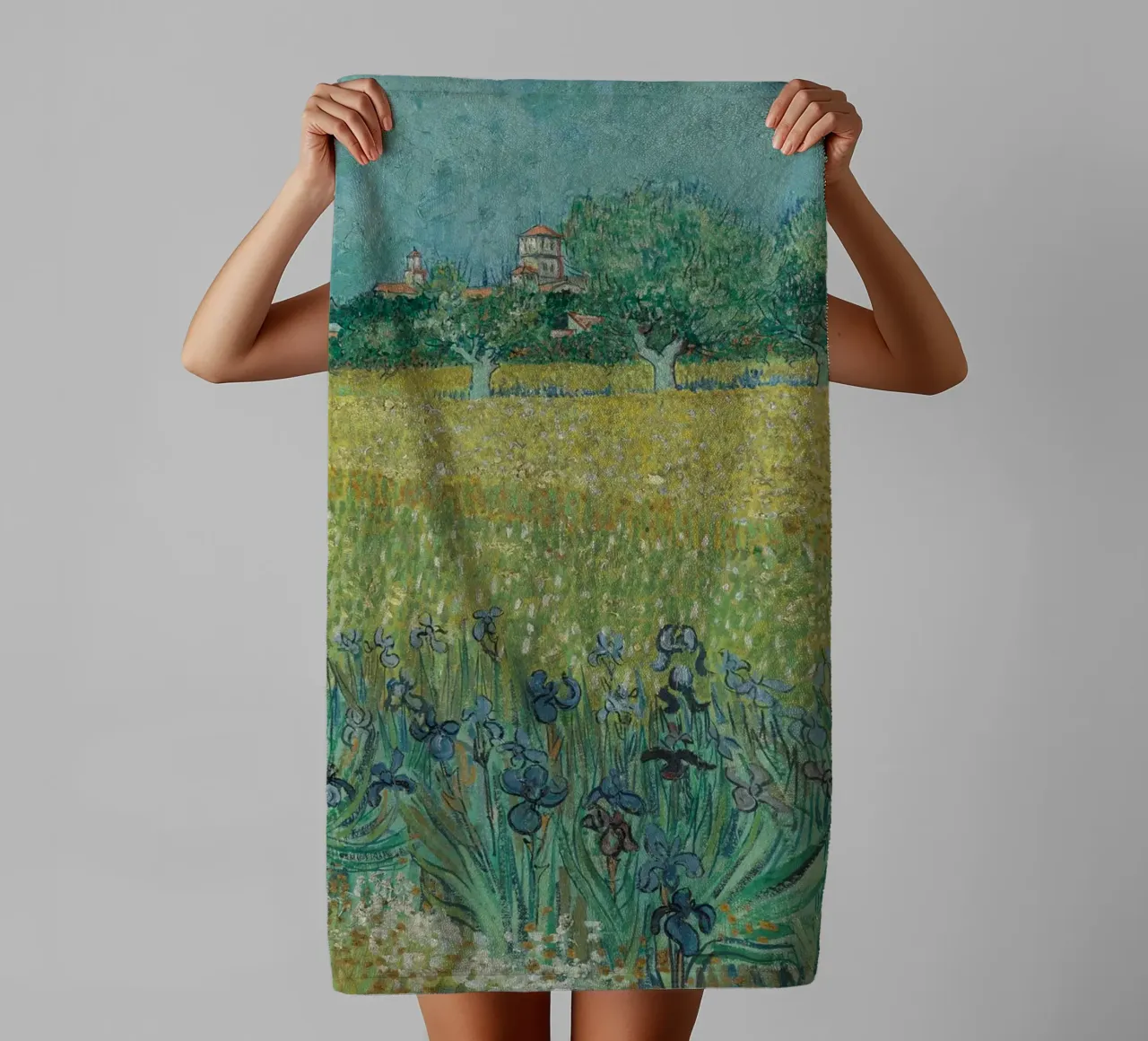 Vincent Van Gogh - Field with Irises near Arles towel by Timeless Artworks