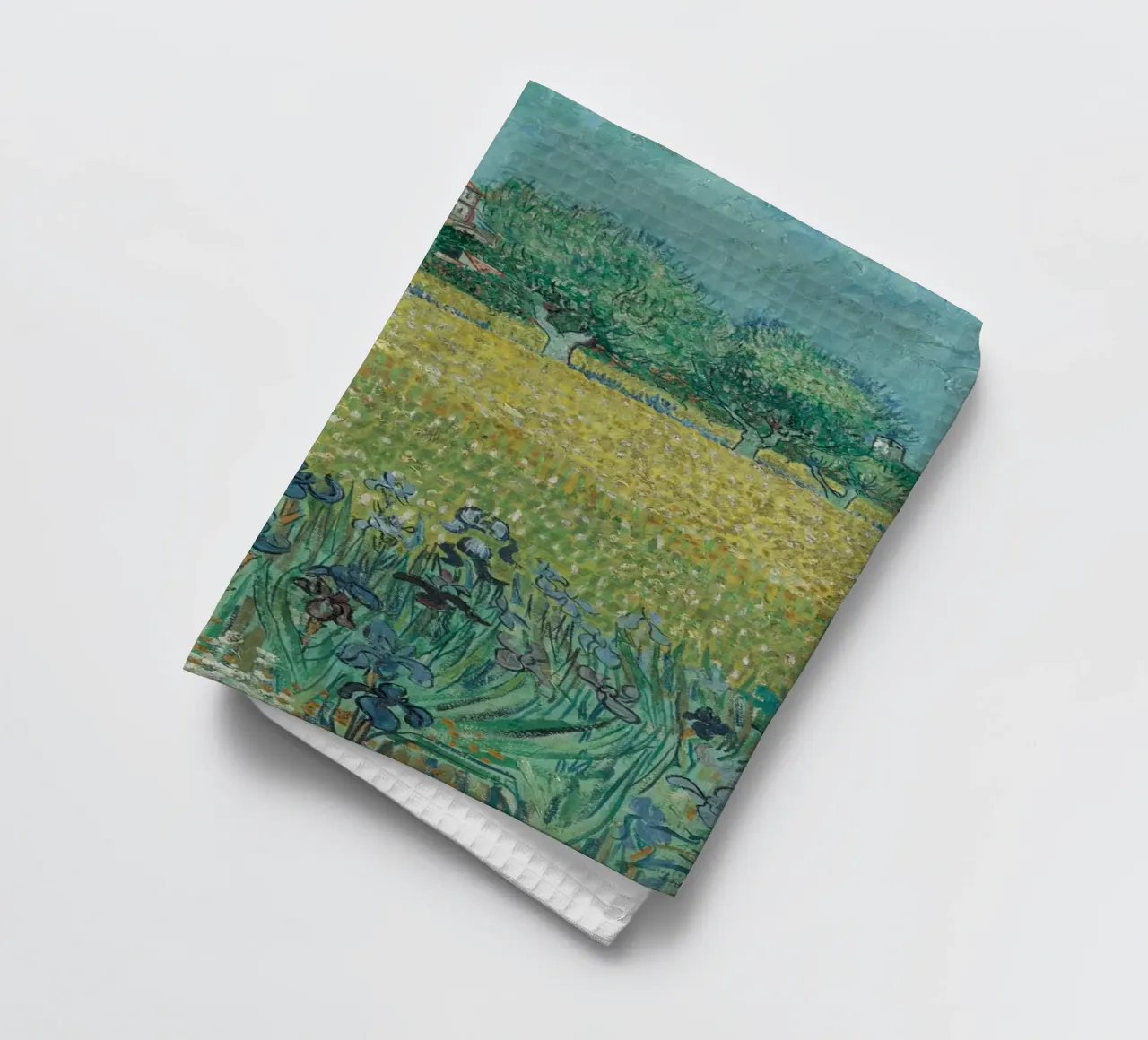 Vincent Van Gogh - Field with Irises near Arles tea towel by Timeless Artworks
