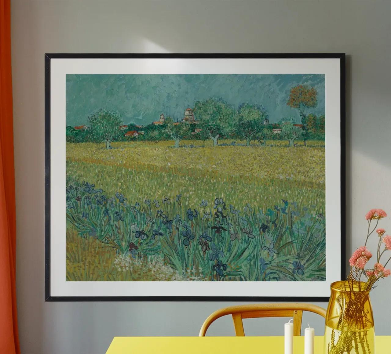 Vincent Van Gogh - Campo con iris vicino ad Arles poster con telaio in plastica da Timeless Artworks