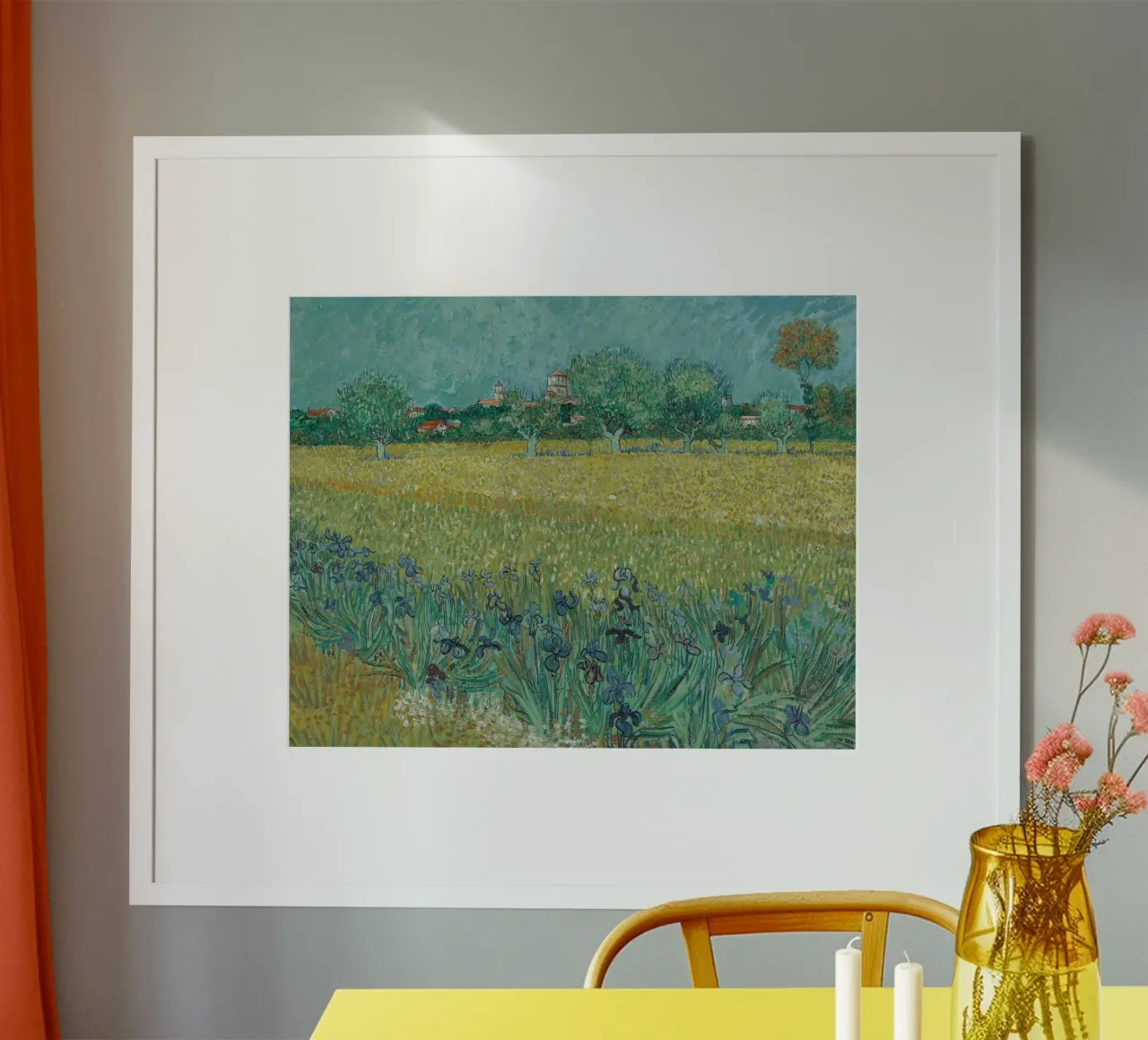 Vincent Van Gogh - Campo con iris vicino ad Arles poster con telaio in plastica da Timeless Artworks