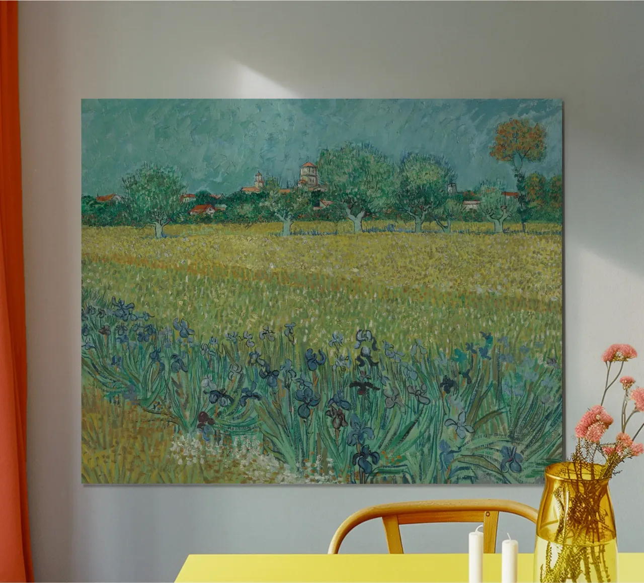 Vincent Van Gogh - Campo con iris vicino ad Arles poster con telaio in plastica da Timeless Artworks