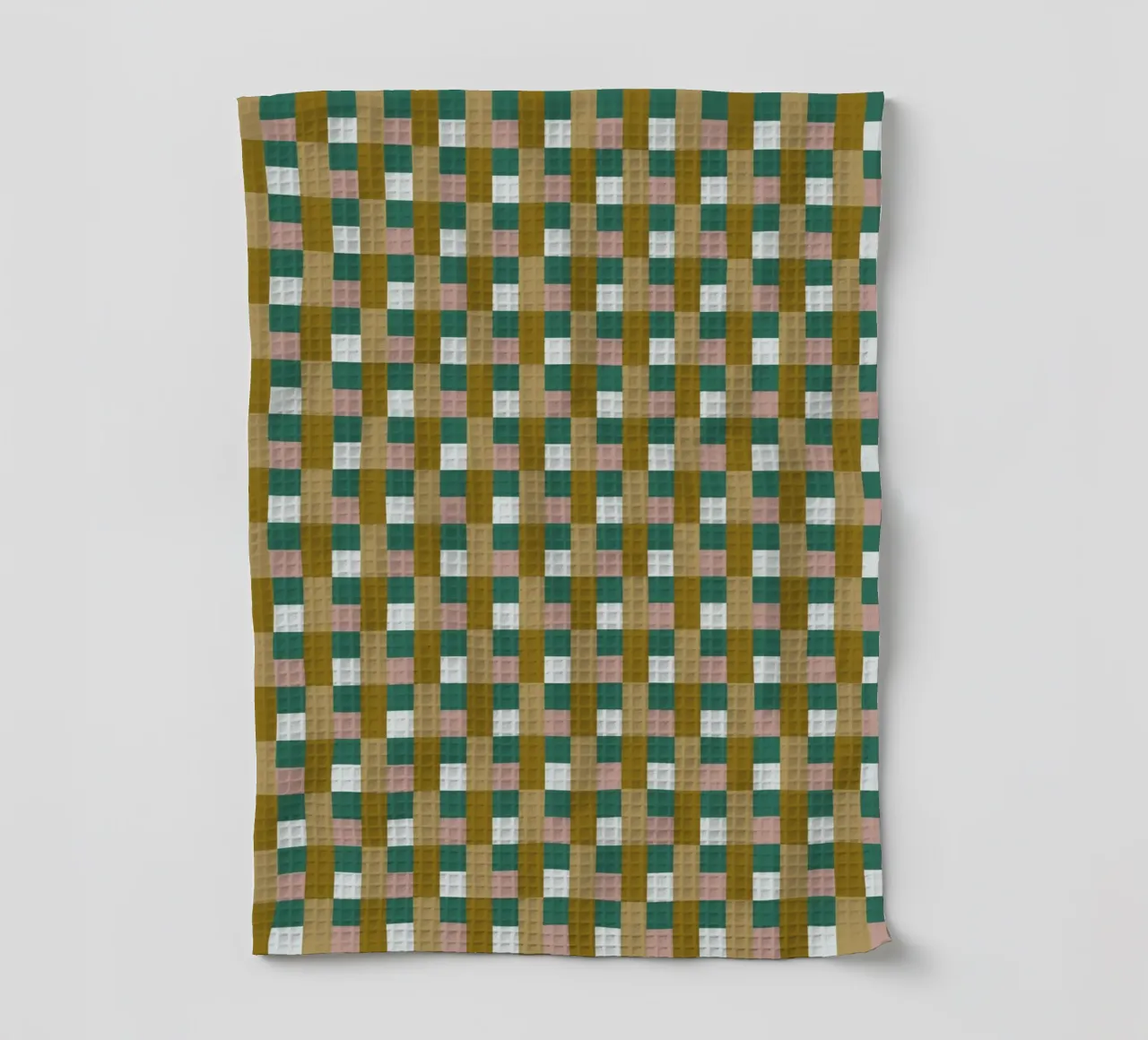 Checker green and brown seamless pattern tea towel by Little Dean