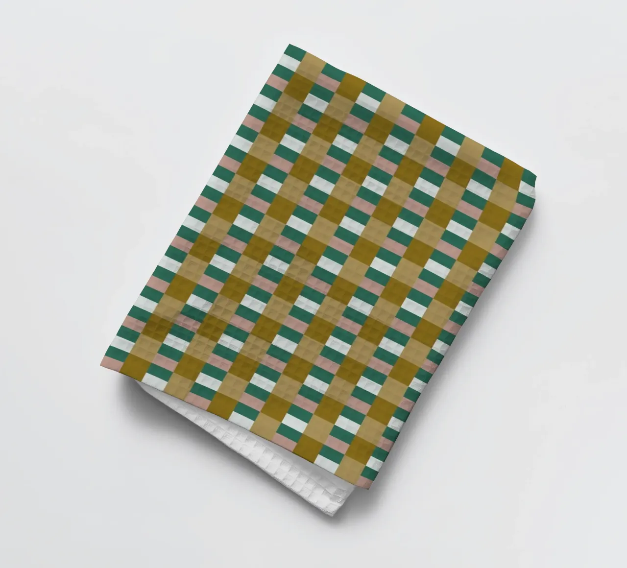 Checker green and brown seamless pattern tea towel by Little Dean
