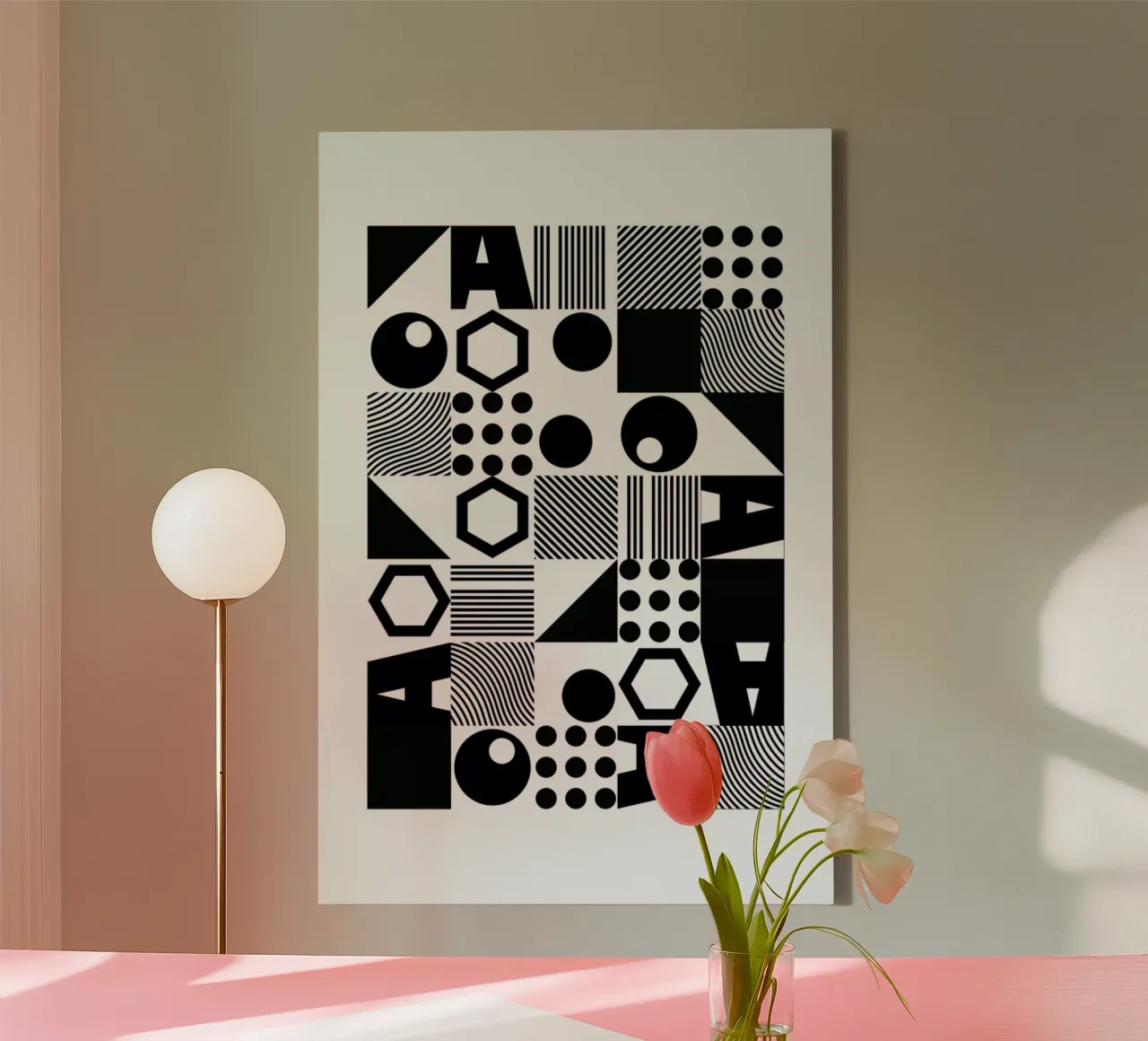 Geometric 2 tela con Cornice a cassetta da Nordic Creators