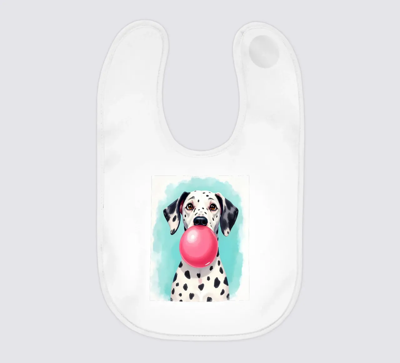 Bubble Gum Dalmatian Pets Animals Dog Cute Watercolor baby bib by 83oranges