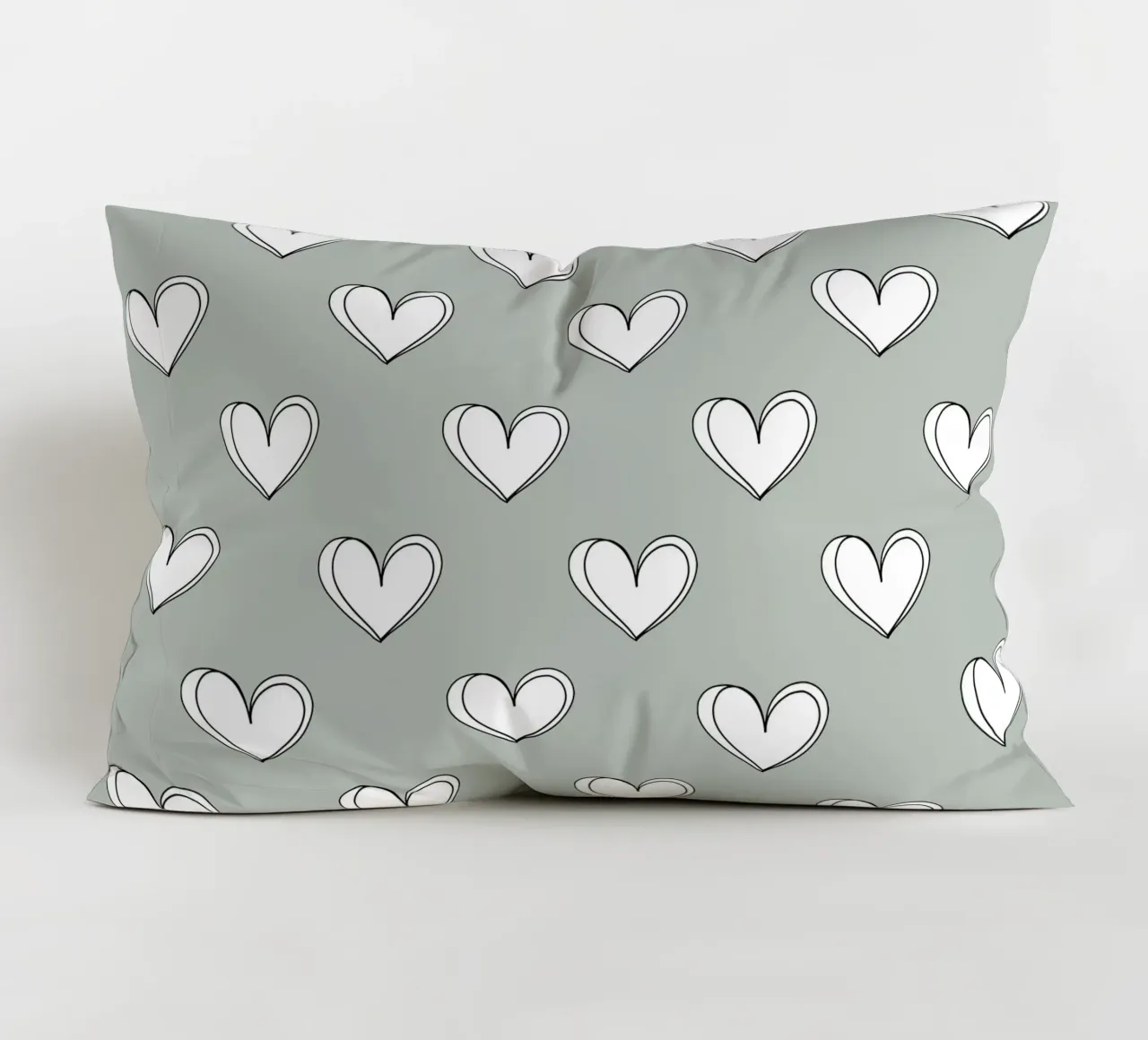 Minimalist hearts on green cuscino da BAINAI