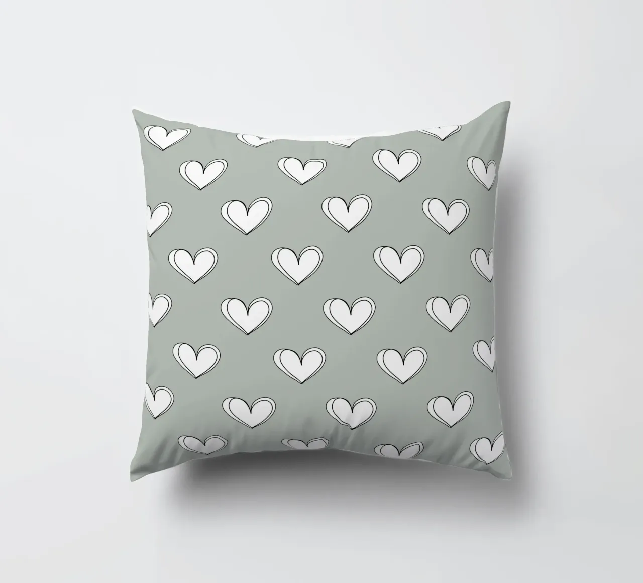 Minimalist hearts on green cuscino da BAINAI
