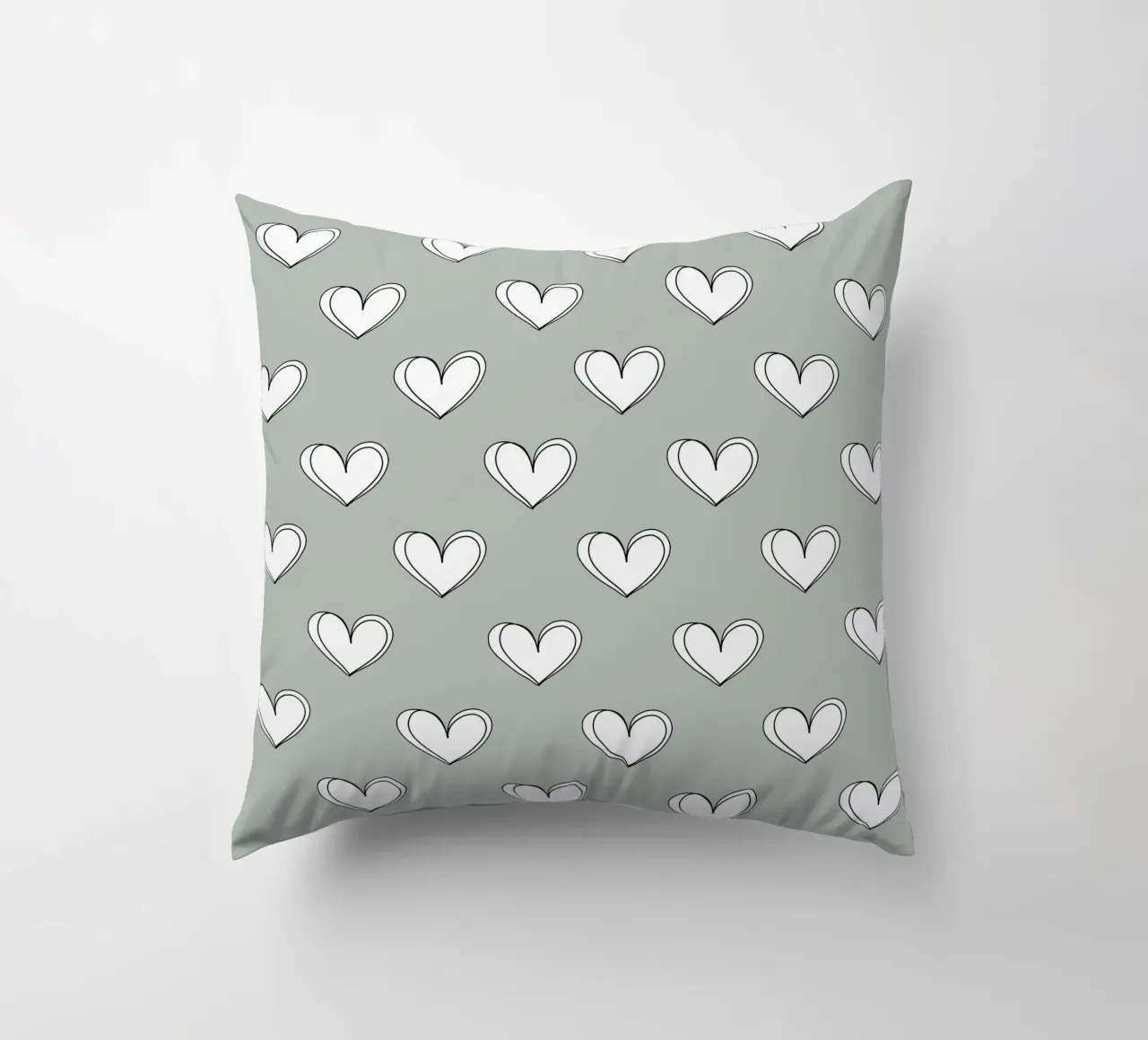 Minimalist hearts on green cuscino da BAINAI